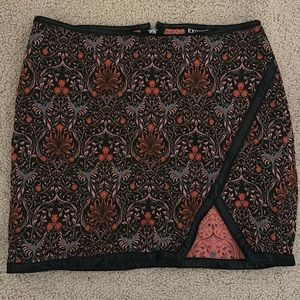Floral and Leather Trim Skirt
